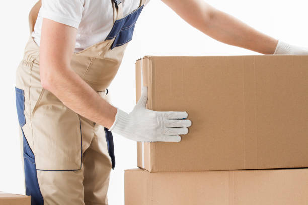Movers carrying boxes to a truck for an Ajman relocation