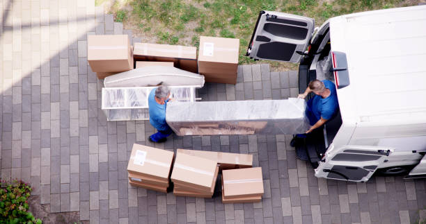 Movers and packers organizing a truck load for a Dubai Marina apartment move